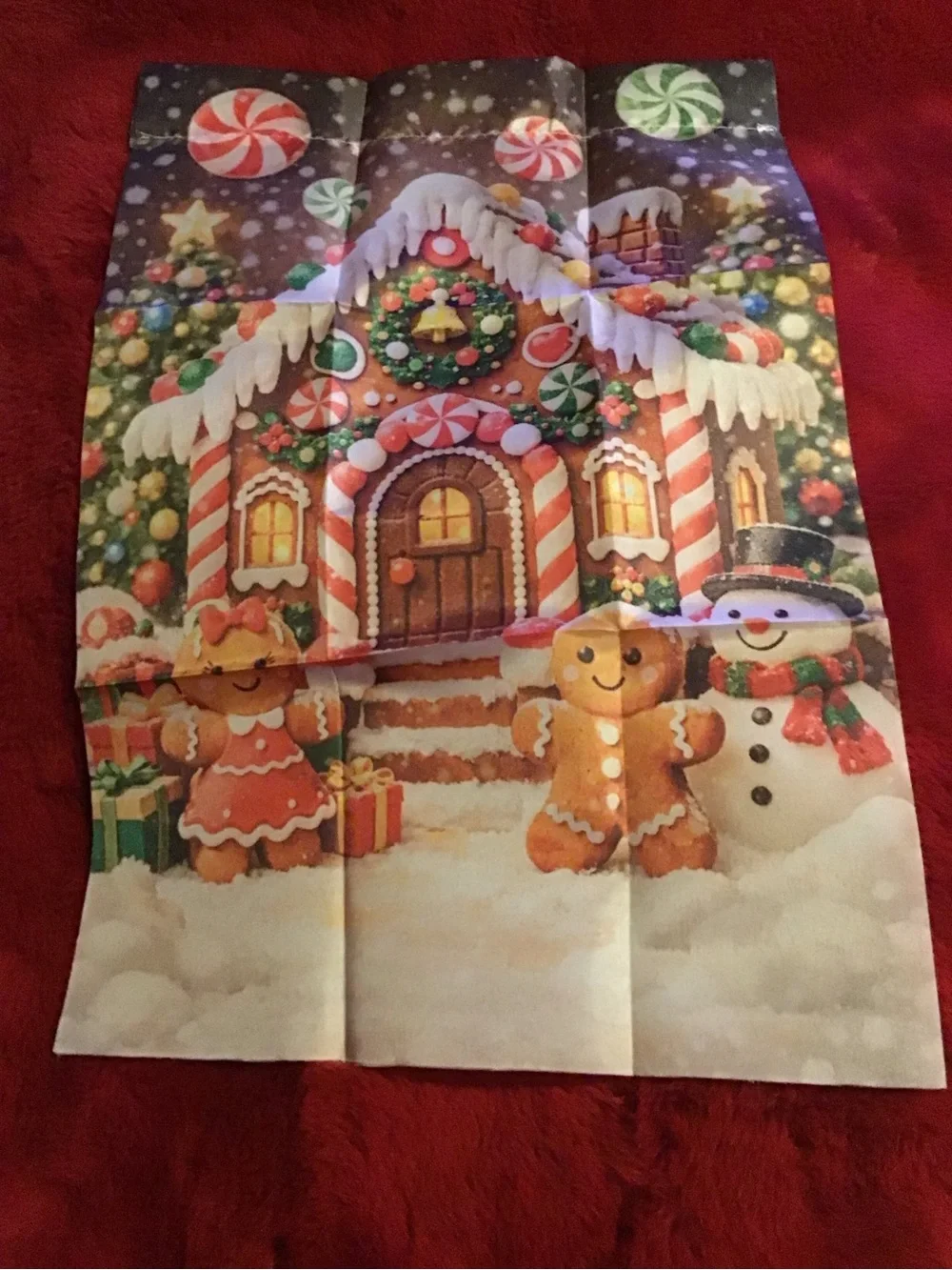 Festive Gingerbread House mini garden flag - Red/White